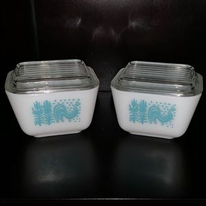 🛑SOLD🛑 Pyrex Turquoise Butterprint Fridgies (3)
